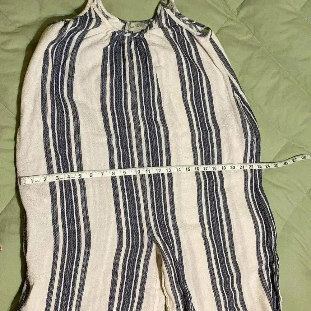 Charlie Paige Blue & Cream Stripe Large Jumper. Wide Legs & Adjustable Straps. - Picture 13 of 13
